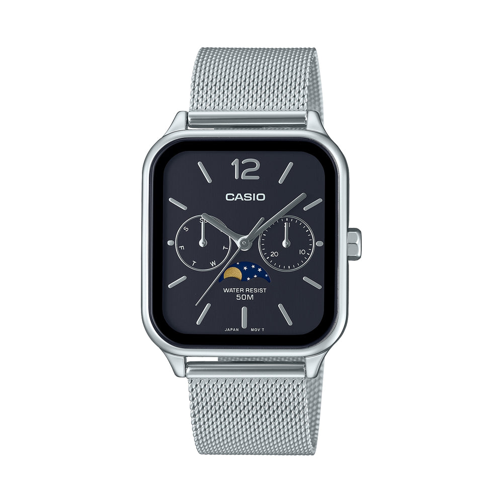 CASIO COLLECTION Mod. MOONPHASES - BLACK MESH WATCHES