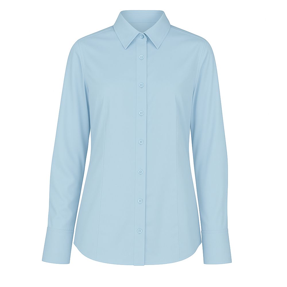 Made in Italy Blue Cotton Shirt with collar and button closure, women's sky blue cotton shirt from Loro Piana