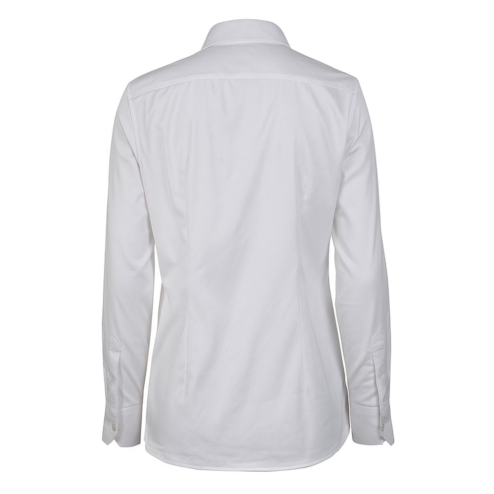 Back view of Made in Italy White Cotton Women's Shirt with classic design and tailored fit showcasing Italian craftsmanship.