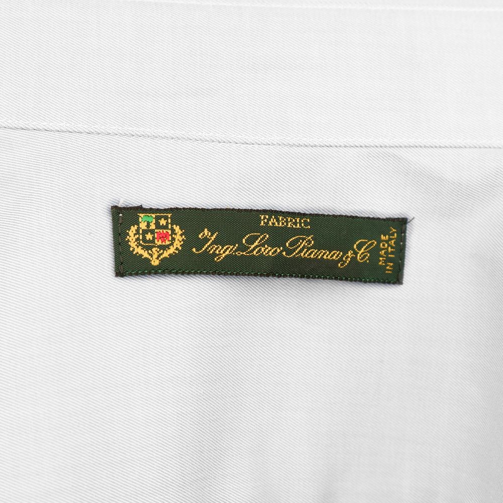 Close-up of label on Made in Italy White Cotton Women's Shirt by Loro Piana