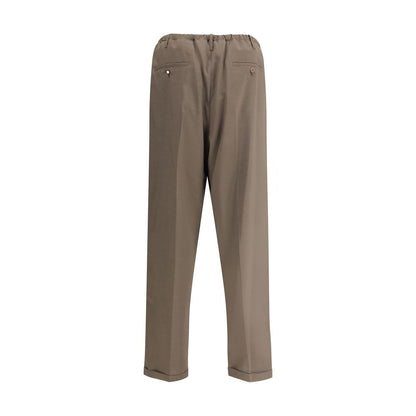 Magliano Brown Polyester Casual Pants with elastic waistband, zipper closure, and side pockets for a relaxed fit, AW25 season.