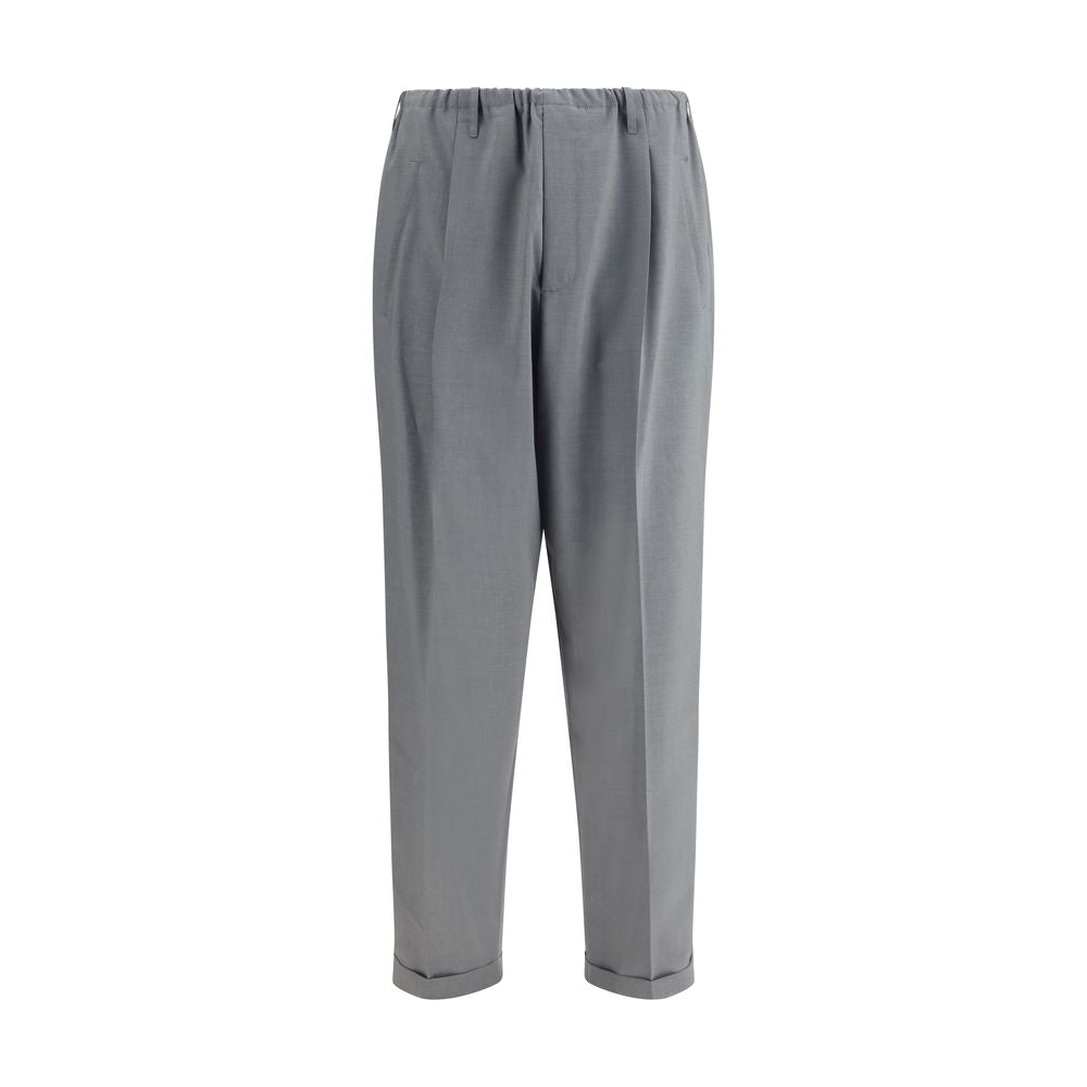 Magliano Gray Polyester Casual Pants with elastic waistband and side pockets, perfect for a contemporary casual look.