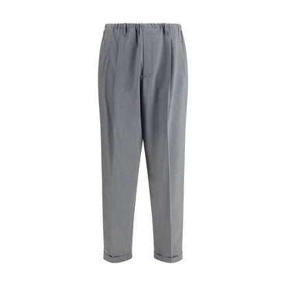Magliano Gray Polyester Casual Pants with elastic waistband and side pockets, perfect for a contemporary casual look.