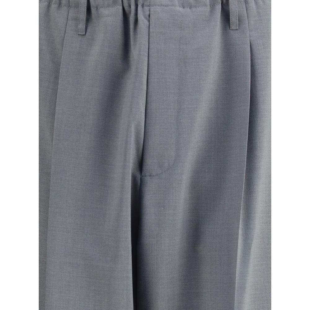 Magliano Gray Polyester Casual Pants with elastic waistband and contemporary baggy-cut design, ideal for a relaxed and stylish look.