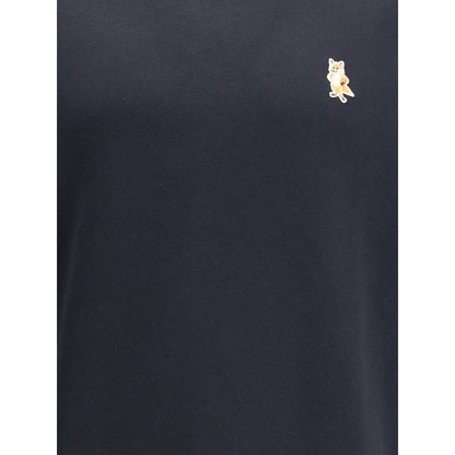 Maison Kitsuné Black Cotton Sweatshirt featuring embroidered Standing Fox patch.