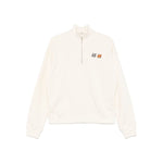 Maison Kitsuné MAISON KITSUNE' Sweaters White with front zip and fox motif, featuring ribbed cuffs and hem for stylish comfort.