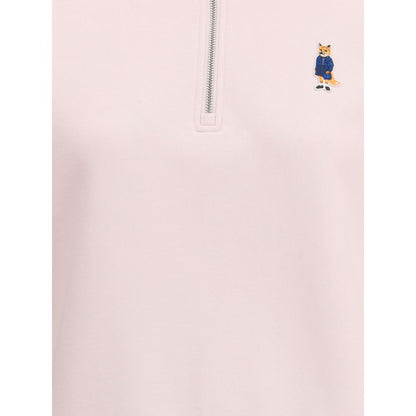 Maison Kitsuné Multicolor Cotton Sweatshirt with Dressed Fox patch and zipper detail.
