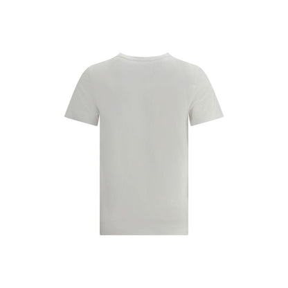 Back view of Maison Kitsuné White Cotton T-Shirt showcasing simple design with ribbed crew neck for a casual look, AW25 collection.