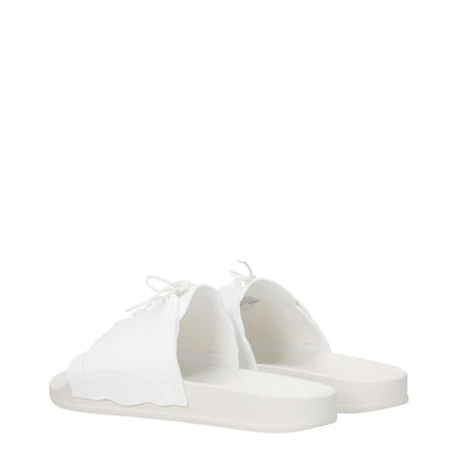 Maison Margiela White Cotton Slippers with open toe and rubber sole.