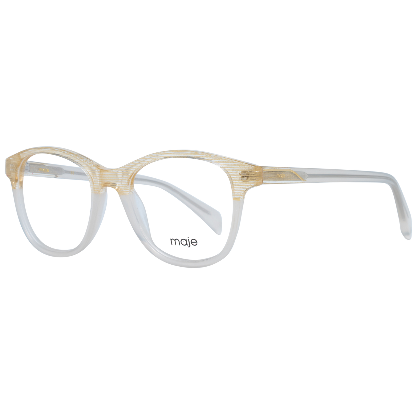 Maje Beige Acetate Glasses (Frames) with full-rim trapezium style, multicolor frame, and demo lenses for women.