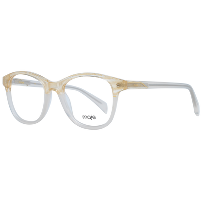 Maje Beige Acetate Glasses (Frames) with full-rim trapezium style, multicolor frame, and demo lenses for women.