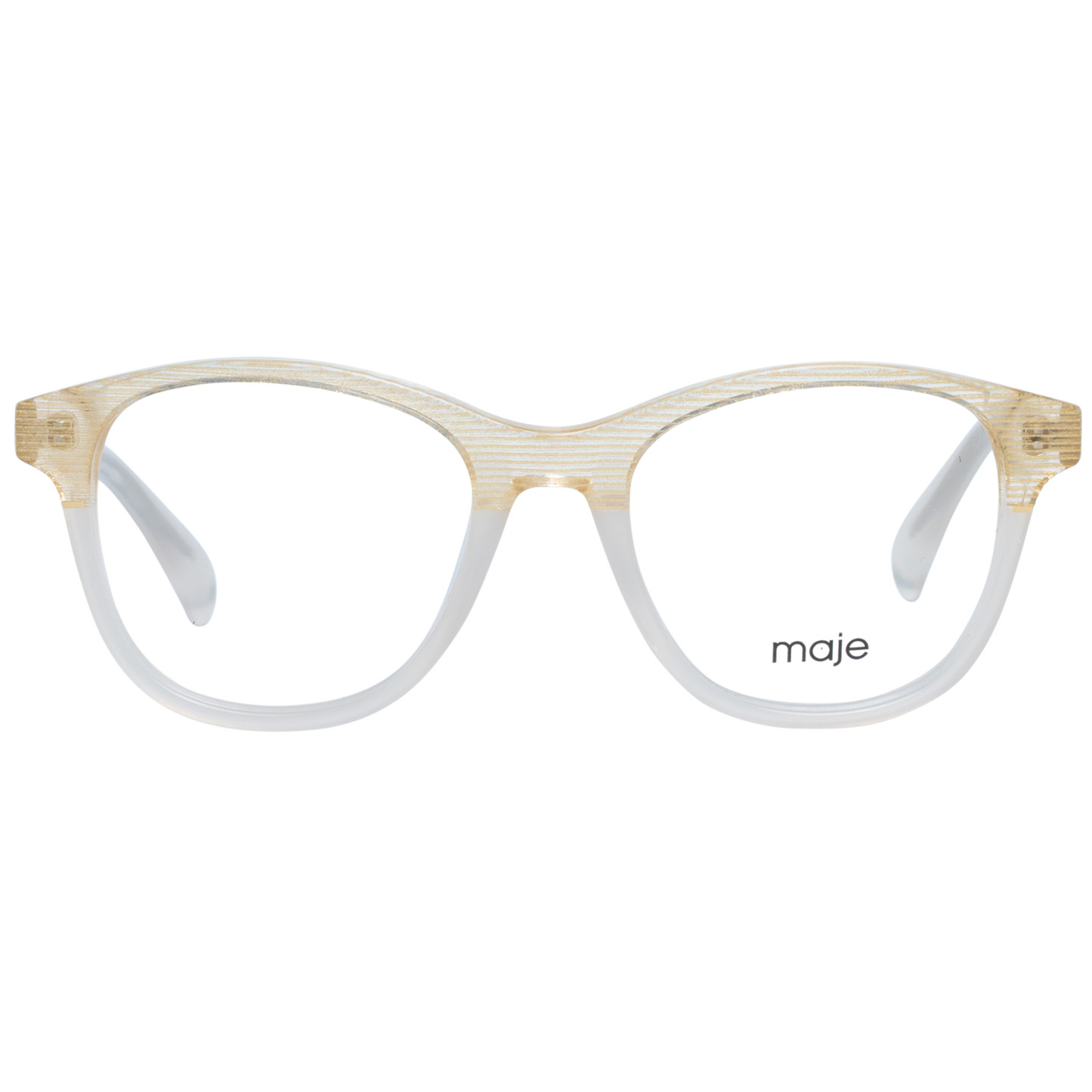 Maje Beige Acetate Glasses (Frames) for women, full-rim, trapezium style with multicolor beige frame, size 48-18-140.