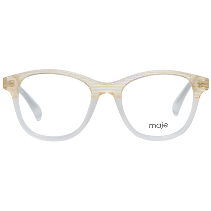 Maje Beige Acetate Glasses (Frames) for women, full-rim, trapezium style with multicolor beige frame, size 48-18-140.