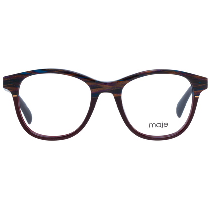 Maje Brown Acetate Glasses (Frames) for women, full-rim, round style, with demo plastic lenses, frame width 131mm, temples length 140mm.