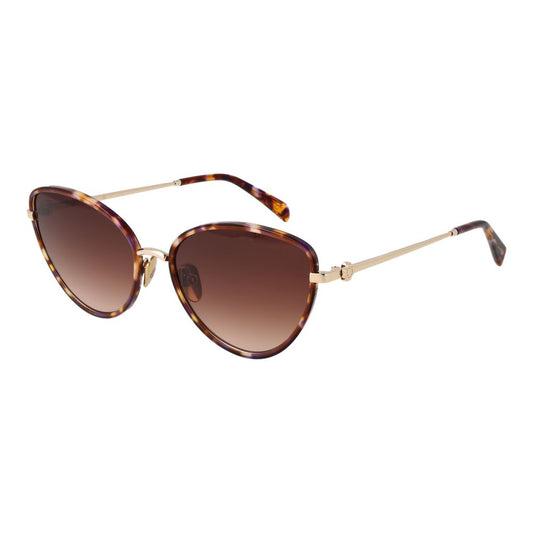 Maje Brown Women Sunglass in cat-eye style with brown acetate frame and lenses, 100% UVA & UVB protection, includes branded case.