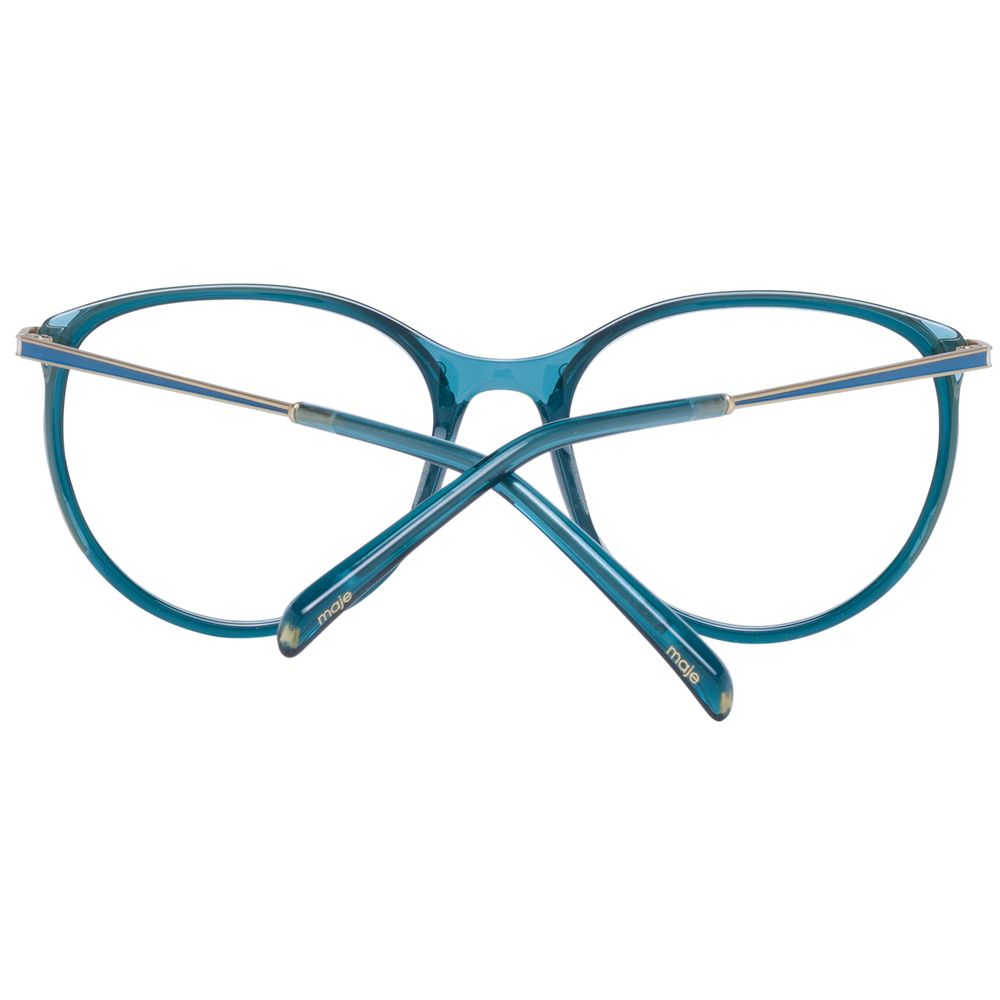 Maje Green Women Glasses Frame, full-rim plastic, round style, lens width 53mm, demo lenses, branded case included.