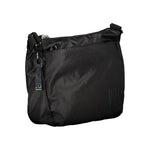 Mandarina Duck Black Polyester Handbag with adjustable strap, external and internal pockets, phone holder, contrasting details, and zip closure.