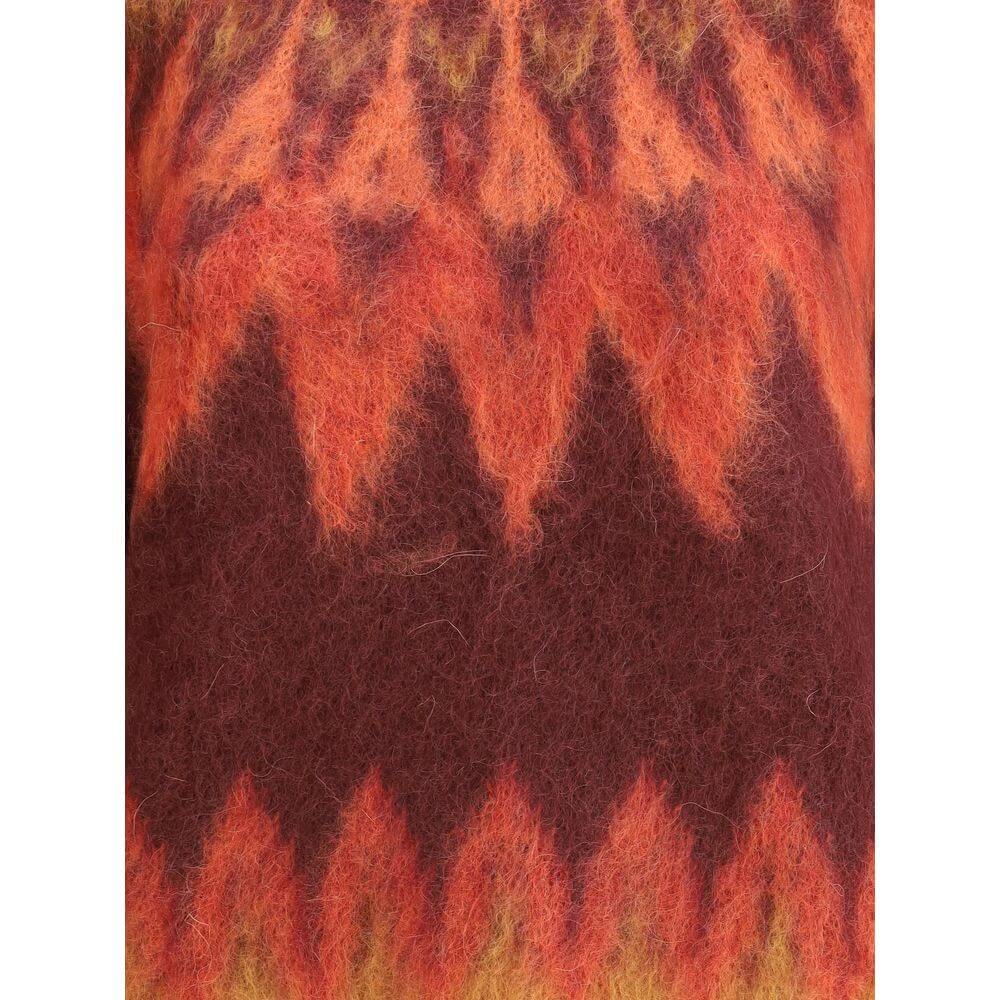 Close-up of the Fair Isle pattern on Marant Etoile Blue Wool Sweatshirt, featuring a soft mohair blend with Nordic-inspired design.