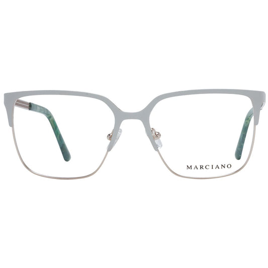 Marciano by Guess Cream Women Glasses Frame with square metal full-rim design and demo lenses in branded case.