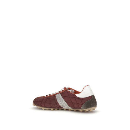 Margiela Multicolor Cotton Low Top Sneakers with quilted design and suede trims for a stylish and luxe look, side view.
