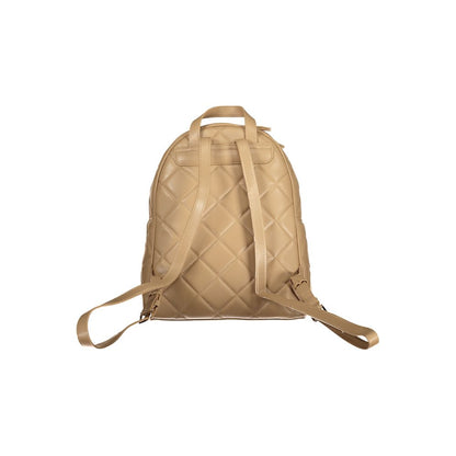Mario Valentino Beige Polyethylene Women Backpack with quilted design, showcasing elegant straps, perfect for style and convenience.