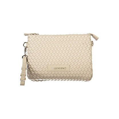 Mario Valentino Beige Polyethylene Women Handbag with adjustable strap and textured design, perfect for stylish organization.