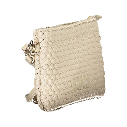 Mario Valentino Beige Polyethylene Women Handbag with adjustable strap, elegant design, woven texture, and internal pocket for essentials.