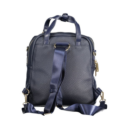 Mario Valentino Blue Polyethylene Women Backpack featuring elegant design with convertible straps for chic style and practicality.