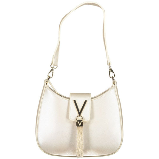 Mario Valentino Silver Polyethylene Women Handbag with removable shoulder strap and chain, elegant design for versatile use.