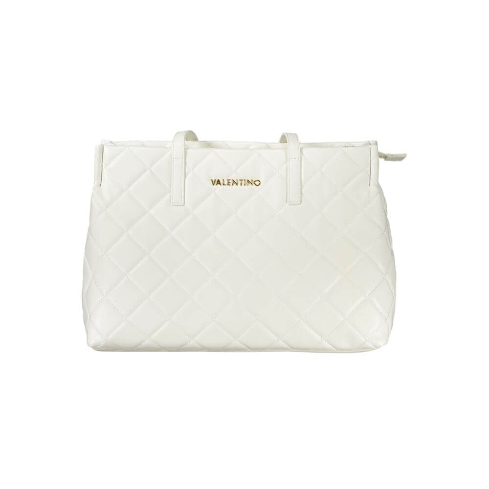 Mario Valentino White Polyethylene Handbag with 2 handles, laptop compartment, central pocket, contrasting details, and zip closure