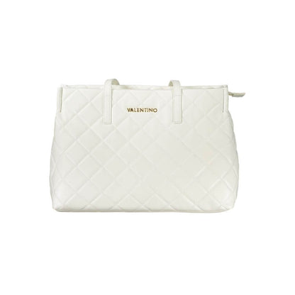 Mario Valentino White Polyethylene Handbag with 2 handles, laptop compartment, central pocket, contrasting details, and zip closure