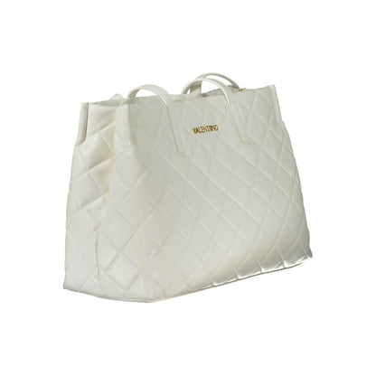 Mario Valentino White Polyethylene Handbag with two handles, contrasting details, central pocket, laptop compartment, zip closure.