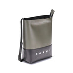 Marni Colorblock Shoulder Bag with adjustable ribbon strap, zipper closure, palladium elements, and Marni logo, made of 100% polyester.