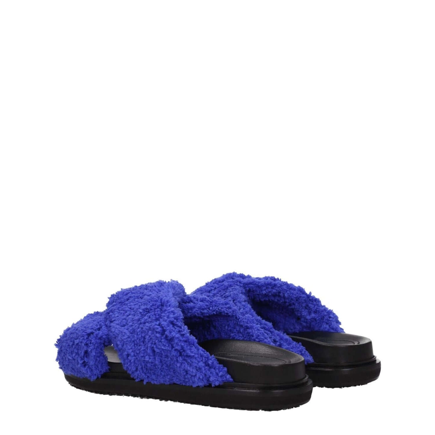 Marni Purple Fabric Slippers with open toe and rubber sole, featuring a side logo design. Casual style slippers in juniper color fabric.
