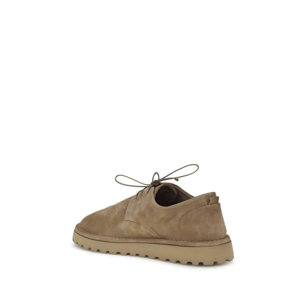 Marsell Beige Rubber Oxfords And Derbies with suede lace-up design and lugged sole for comfort and style.