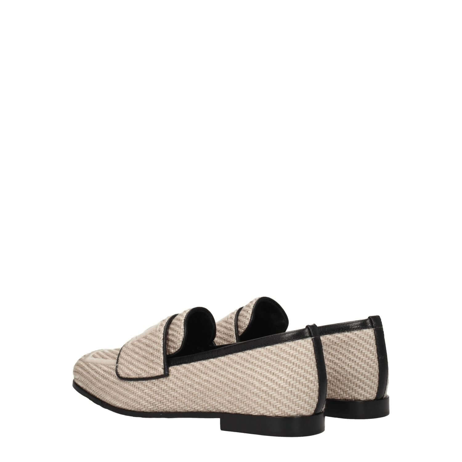 Max Mara Beige Fabric Slip-On Loafers