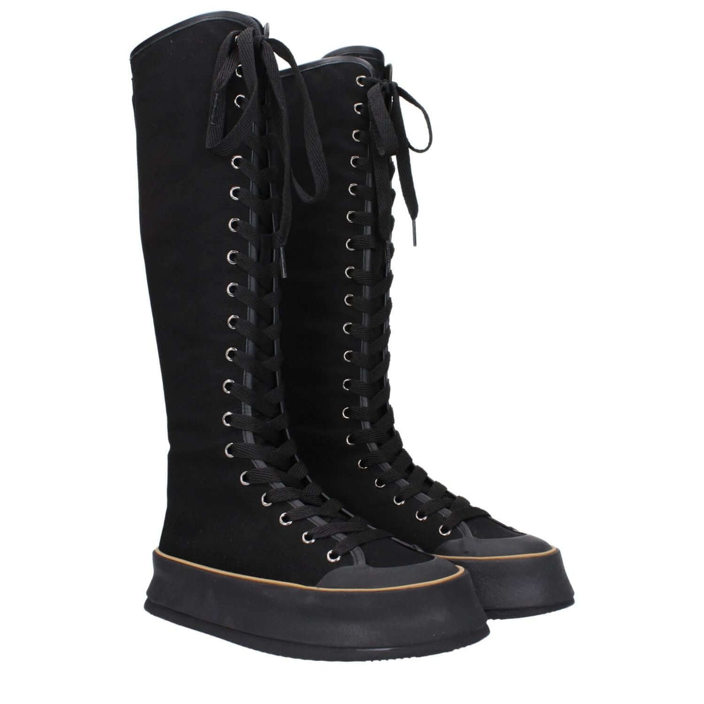 Max Mara Black Fabric Lace-Up Boots