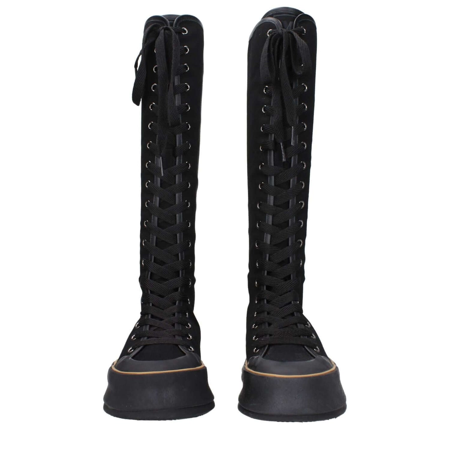 Max Mara Black Fabric Lace-Up Boots