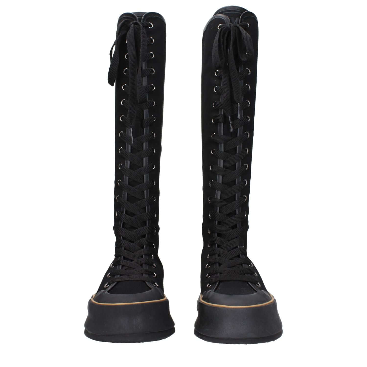 Max Mara Black Fabric Lace-Up Boots