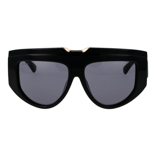 Max Mara Black Women Sunglass with black metal full-rim frame and gradient brown lenses, butterfly style for women, UVA & UVB protection.