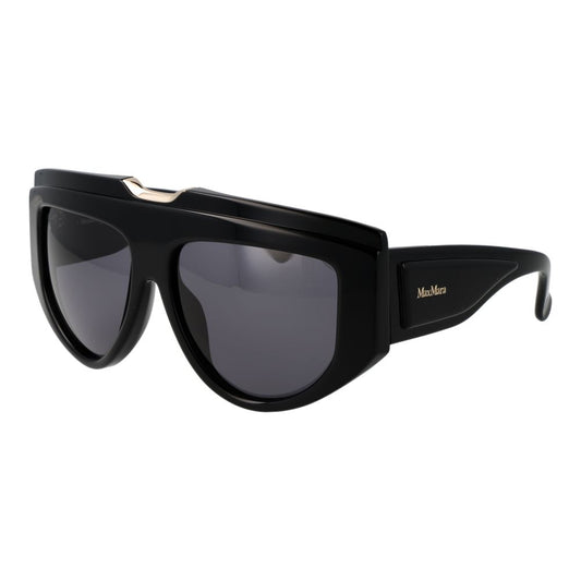 Max Mara Black Women Sunglass with metal full-rim frame, gradient brown lenses, 100% UV protection, butterfly style.