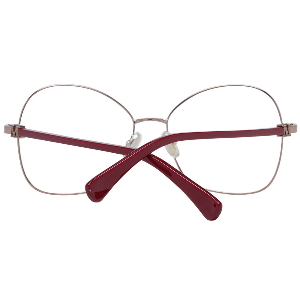 Max Mara Bronze Women Glasses Frame with butterfly style and full-rim design, featuring demo lenses and bronze metal and plastic frame.