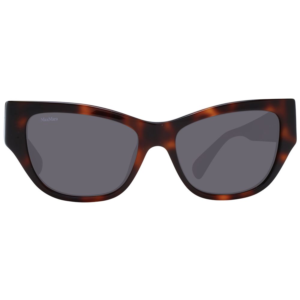 Max Mara Brown Women Sunglass with grey lenses and full-rim plastic frame in cat eye style, offering 100% UVA & UVB protection.