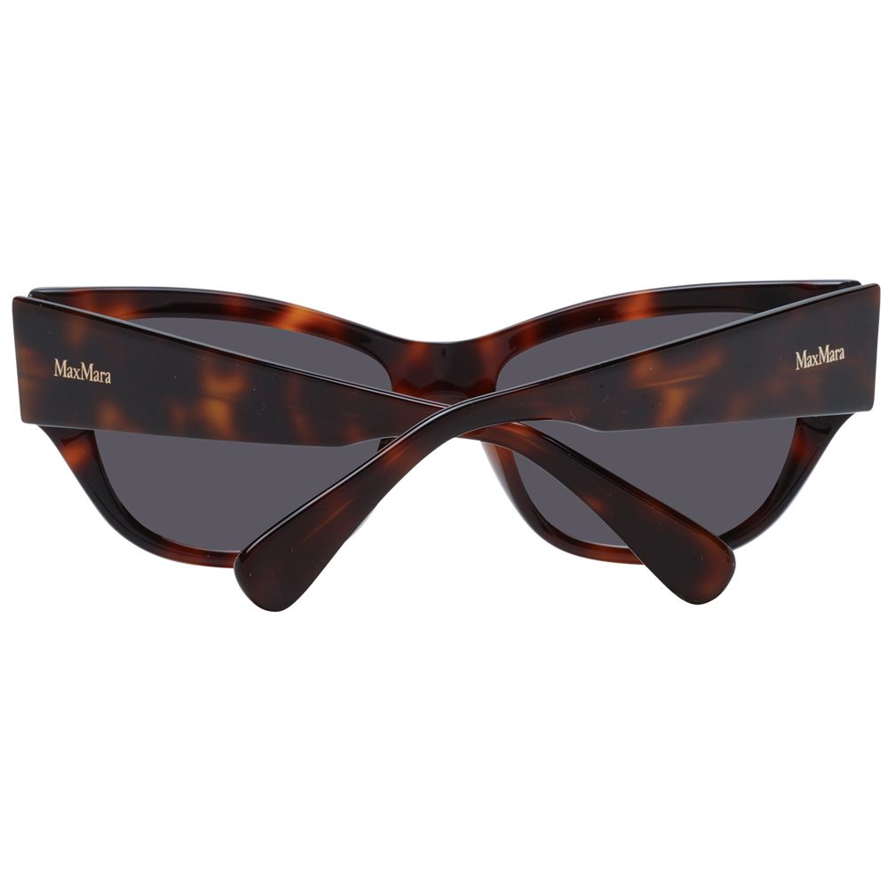 Max Mara Brown Women Sunglass with plastic full-rim cat eye frame, grey lenses, and 100% UVA & UVB protection.