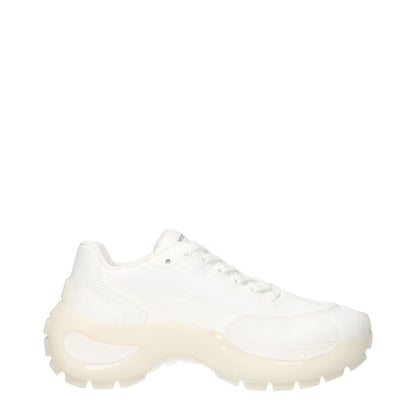 Max Mara White Fabric Chunky Sneakers with logos, MPN 24127610126001, code F84148. Stylish white sneaker design.