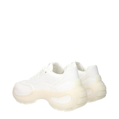 Max Mara White Fabric Chunky Sneakers with front and back logo detailing, shown from the back angle.