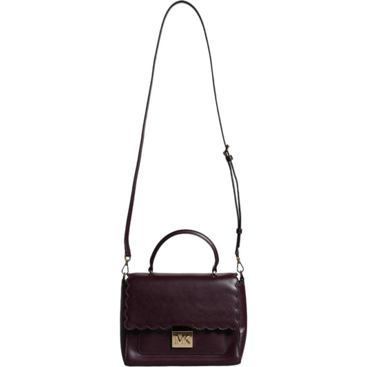 Michael Kors Purple Leather Logo Plaque Crossbody MINDY Satchel Bag MK5011