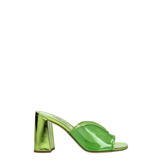 Miu Miu Green Plexiglass Platform Sandals with mid heels and open toe design, featuring a leather sole. Perfect casual style.