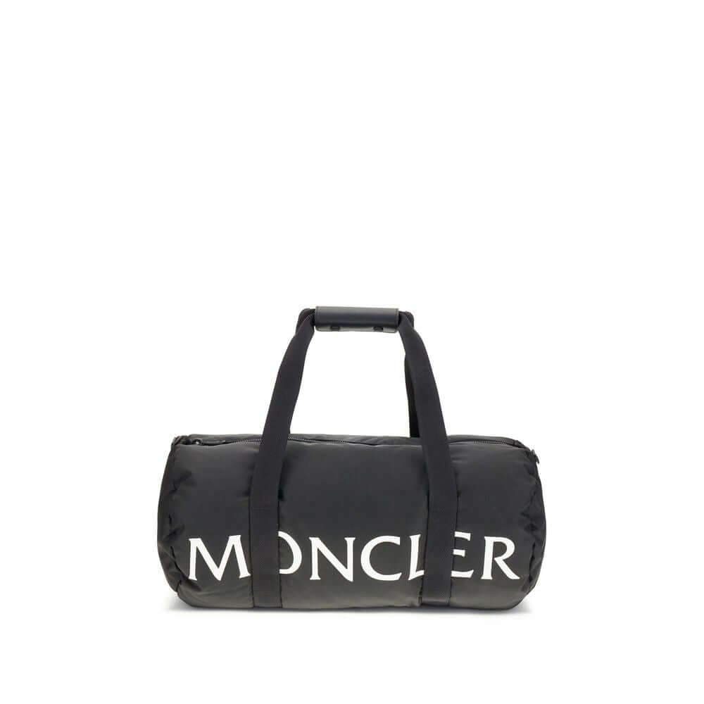 Moncler Black Nylon Luggage And Travel bag with logo and leather-tab handles