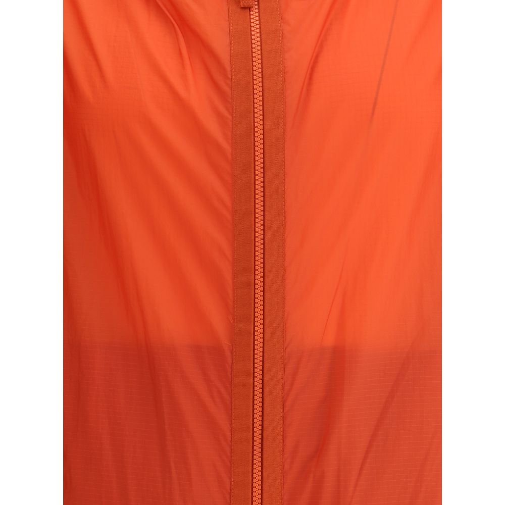 Close-up of Moncler x Donald Glover Red Nylon Shell Jacket zipper detail